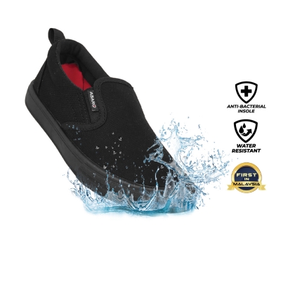 Black School Shoes Waterproof Canvas W2628 Primary | Secondary Unisex ABARO